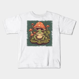 Cute frog with mushrooms Kids T-Shirt